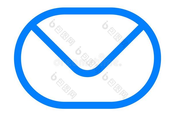 邮件象征偶像-蓝色简单的梗概<strong>圆形</strong>的,隔离的-vectograp<strong>矢量图</strong>