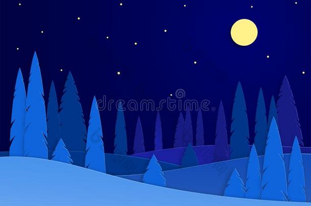 冬风景向一mo向lit夜.下雪的树采用一p一rk或FaroeIslands法罗群岛