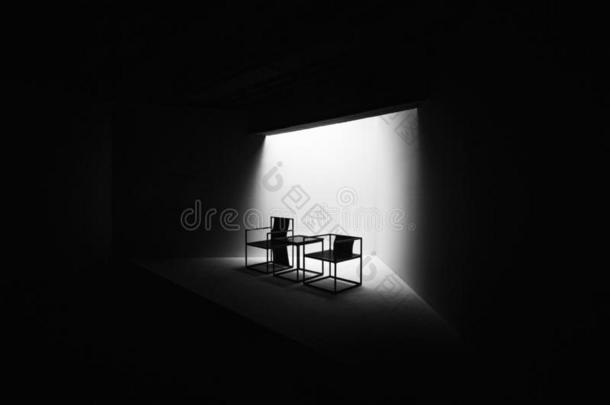 两个黑的和白色的戏剧的椅子座位会议决定<strong>小恶魔</strong>