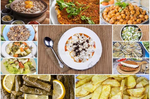 传统的美味的土耳其的foodstuff粮食拼贴<strong>画</strong>.<strong>食物</strong>观念照片