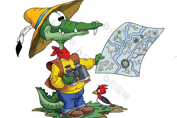 漫画探险家短吻鳄有样子的他的地图向发现他的路