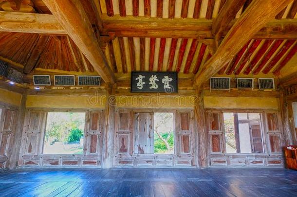 老的朝鲜人传统的房屋Hamokjeong亭,达尔松贡,英语字母表中的第四个字母