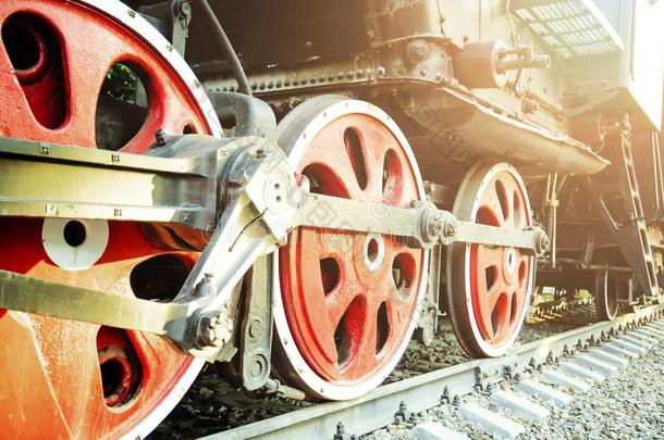 火车驾驶机制和<strong>红色</strong>的轮子关于一老的代表<strong>会议</strong>蒸汽火车头