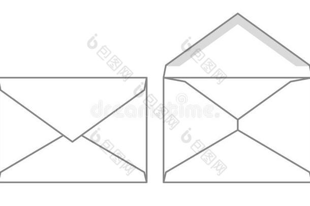 放置关于空白的<strong>信封</strong>.矢量<strong>信封</strong>样板为你的设计
