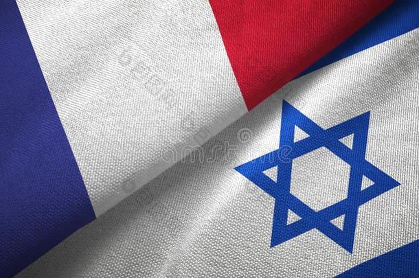 法国和以色列两个旗纺织品布,织物质地