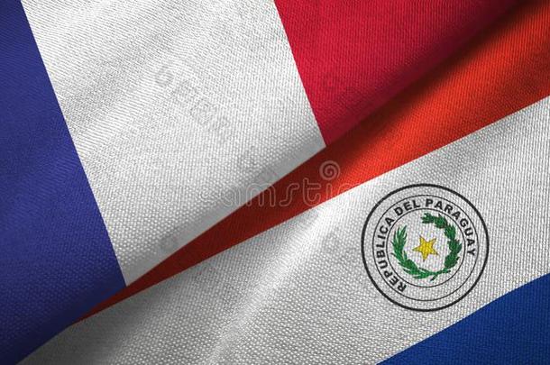 法国和巴拉圭两个旗纺织品布,织物质地