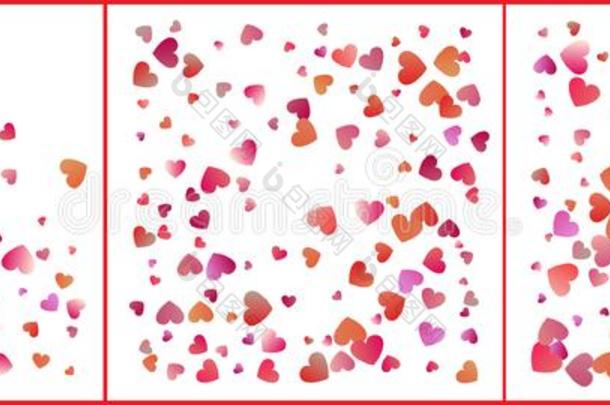 红色的和粉红色的心五彩纸屑庆祝.简单的节日的现代的