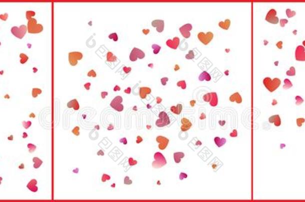 红色的和粉红色的心五彩纸屑庆祝.简单的节日的现代的