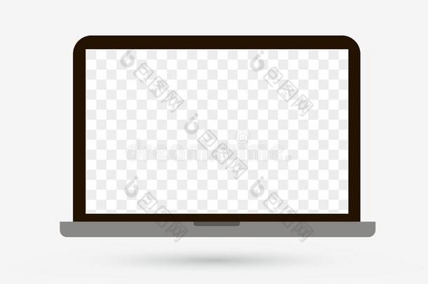 便携式电脑personalcomputer个人计算机计算机和透明的屏幕平的矢量偶像