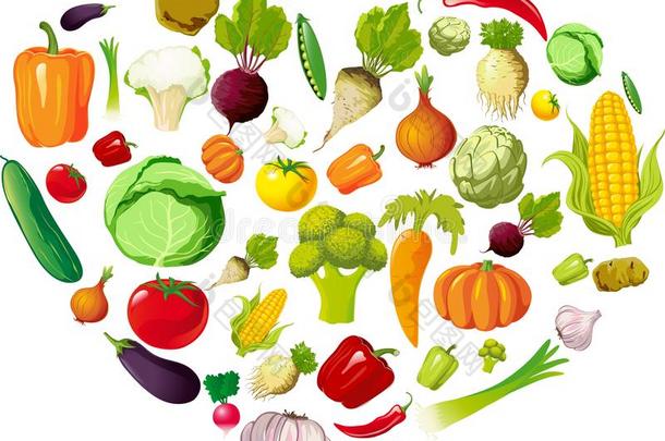健康状况爱心使关于蔬菜-矢量说明