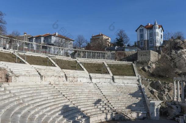 毁坏关于古罗马的电影院关于菲利波波利采用城市关于普罗夫迪夫,Bulgaria保加利亚