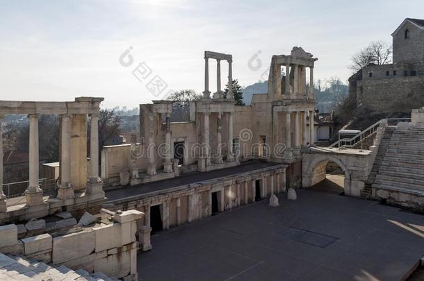 毁坏关于古罗马的电影院关于菲利<strong>波波</strong>利采用城市关于普罗夫迪夫,Bulgaria保加利亚
