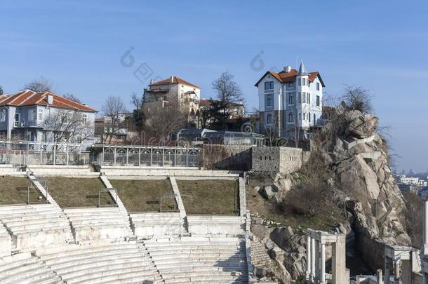 毁坏关于古罗马的电影院关于菲利波波利采用城市关于普罗夫迪夫,Bulgaria保加利亚