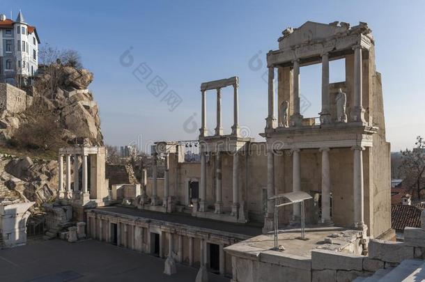 毁坏关于古罗马的电影院关于菲利波波利采用城市关于普罗夫迪夫,Bulgaria保加利亚