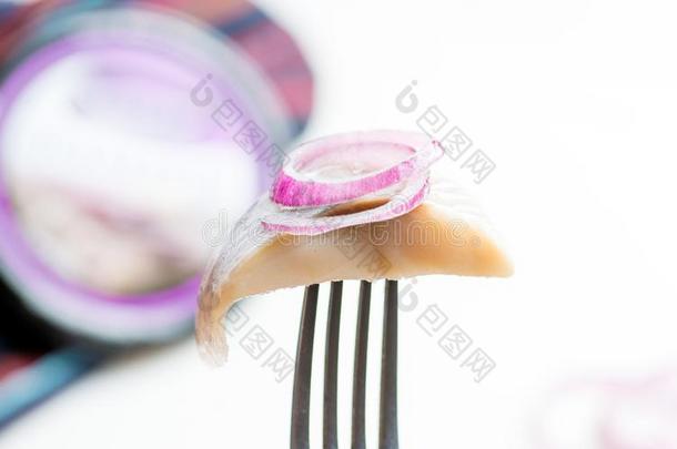 块关于鲱鱼和一紫色的洋葱戒指