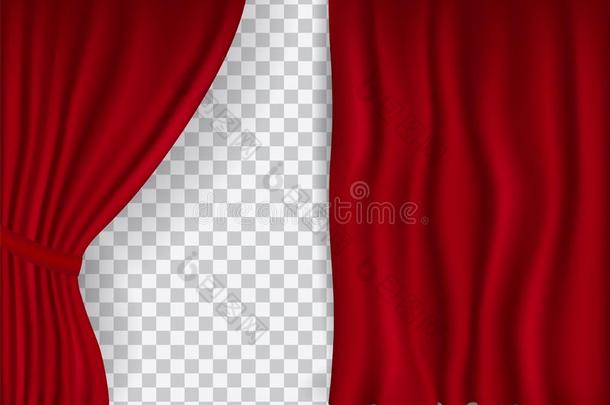 美丽的红色的电影院折叠的窗帘帷帘向透明的后面