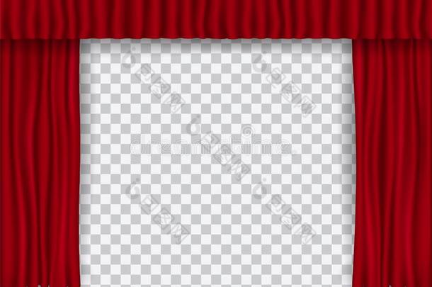 美丽的红色的电影院折叠的窗帘帷帘向透明的后面