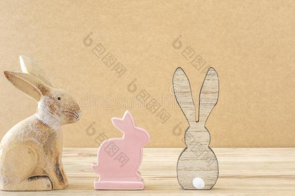 一黏土兔子,一cer一mic兔子一nd一木材兔子