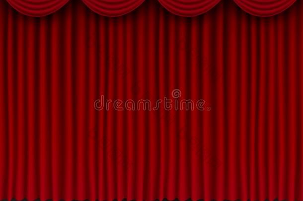 美丽的红色的电影院折叠的窗帘帷帘无缝的质地