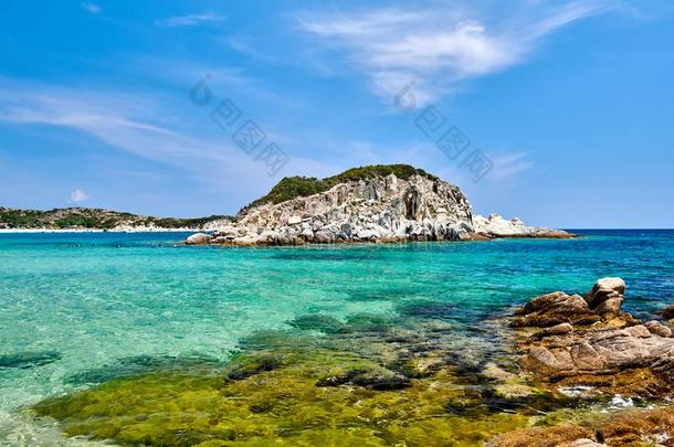 美丽的海滩风景,锡索尼亚,希腊