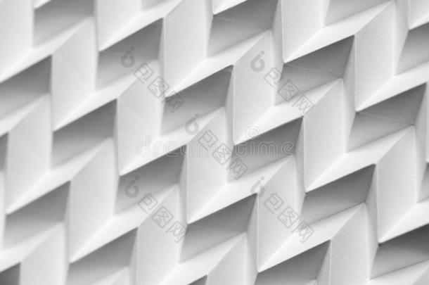 特写镜头抽象的白色的折叠的折纸手工几何的竖锯纸英语字母表的第16个字母