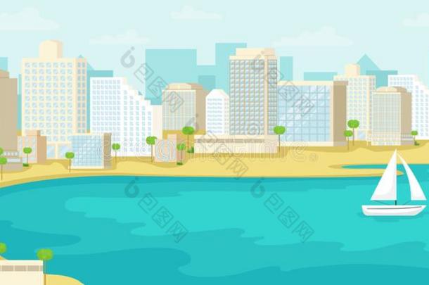 都市的风景关于指已提到的人遥测组件阿维夫海岸.以色列.矢量illustrati