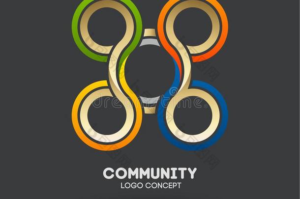 社区关心标识.连接人标识设计.人和Colombia哥伦比亚