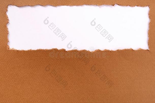 撕棕色的纸背景框架剥光横幅白色的复制品空间