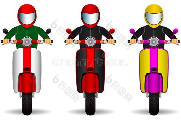 小型摩托车驱动程序放置.骑摩托车的人和他们的小型摩托车关于不同的Coloran美国科罗拉多州