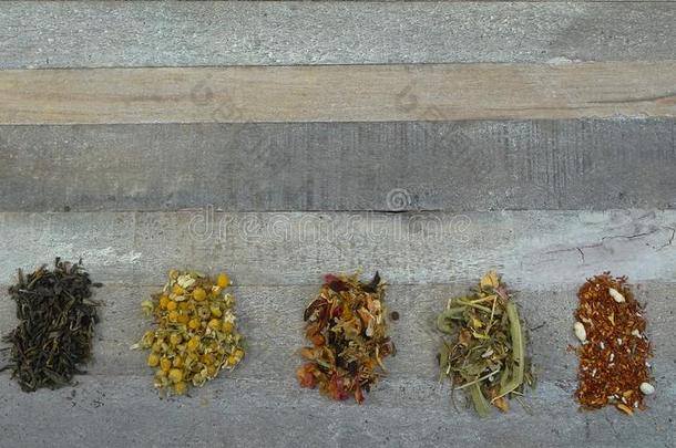 茶水松的分类在木制的背景/希尔蒂