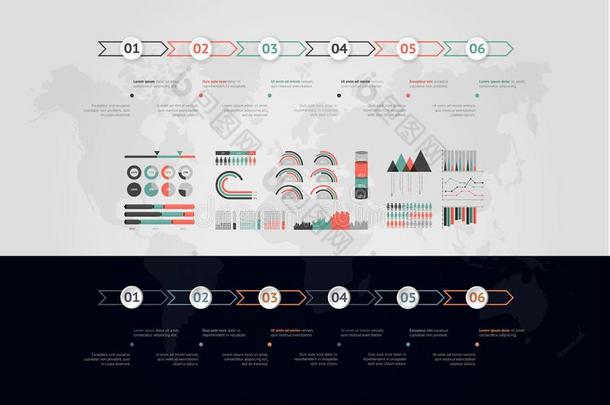 时间轴矢量信息图.世界地图