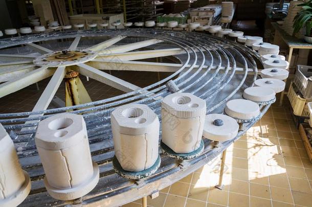 传统的制陶术陶器向producti向线条工厂