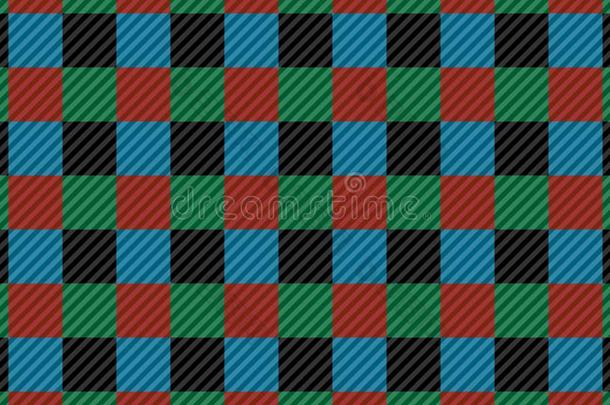 红色的,黑的,绿色的和蓝色耐火砖有条纹或方格纹的棉布模式.矢量图解
