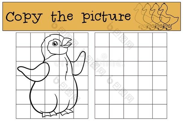 教育的游戏:复制品指已提到的人照片.小的漂亮的婴儿企鹅standardmeasuringinstrument标准测试仪