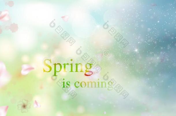 春季是（be的三单形式即将到来的.春季草和草地花