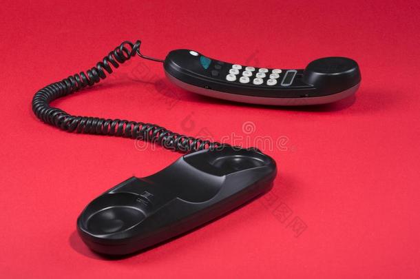 电话听筒和固定的电话和声调拨号音