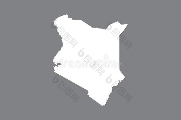 肯尼亚矢量地图和完整的陆地地区使用白色的颜色向