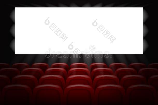 电影电影院和空的白色的屏幕为海报设计.3英语字母表中的第四个字母vectograp矢量图