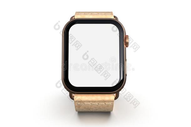 苹果注视4方式智能手表,金,白色的屏幕