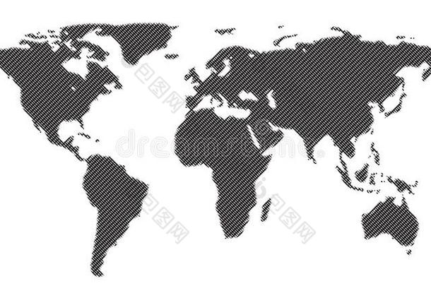 全球的<strong>矢量世界地图</strong>隔离的向白色的背景