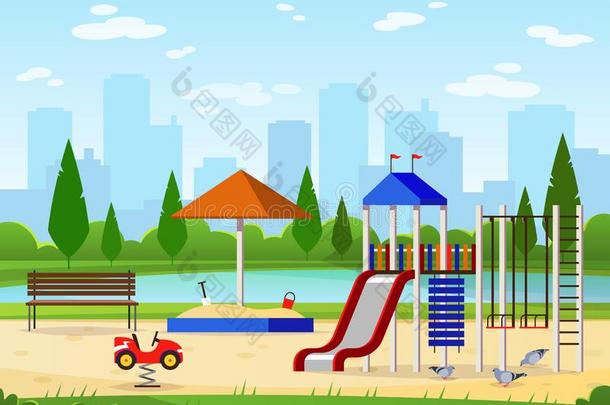 小孩操场.城市公园操场空闲时间户外的活动