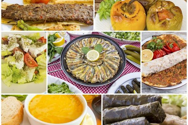 传统的美味的土耳其的foodstuff粮食拼贴<strong>画</strong>.<strong>食物</strong>观念
