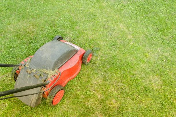 红色的草地割草机向指已提到的人草地/红色的草地割草机向指已提到的人草地.顶看法