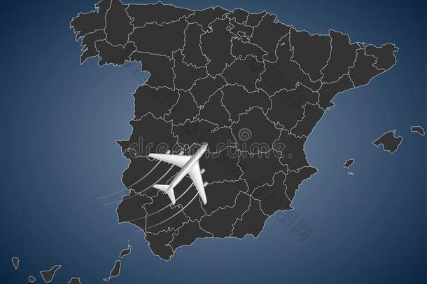 西班牙航线,地图,飞行的向西班牙