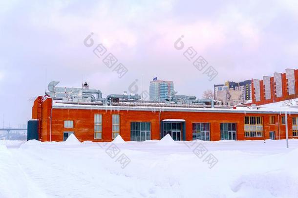 冬都市的风景和工业的建筑学