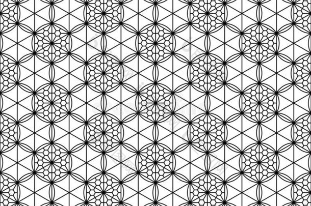 无缝的模式有根基的向日本人几何学的装饰.黑的和