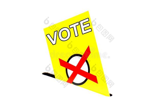 黄色的选举纸采用投票盒show采用g投票