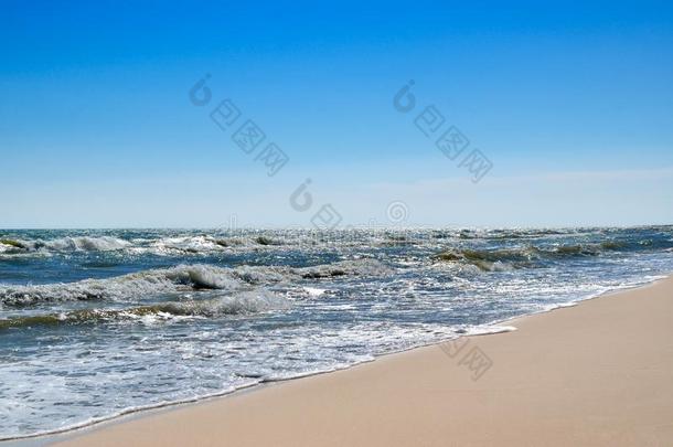 海波洗指已提到的人干净的沙的海滩.风景向一野生的海滩.