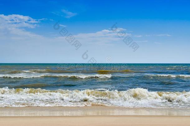 海波洗指已提到的人干净的沙的海滩.风景向一野生的海滩.