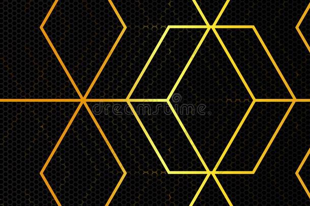金色的线条向hexag向背景